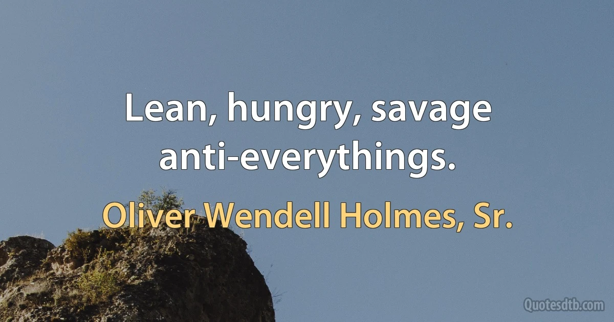 Lean, hungry, savage anti-everythings. (Oliver Wendell Holmes, Sr.)