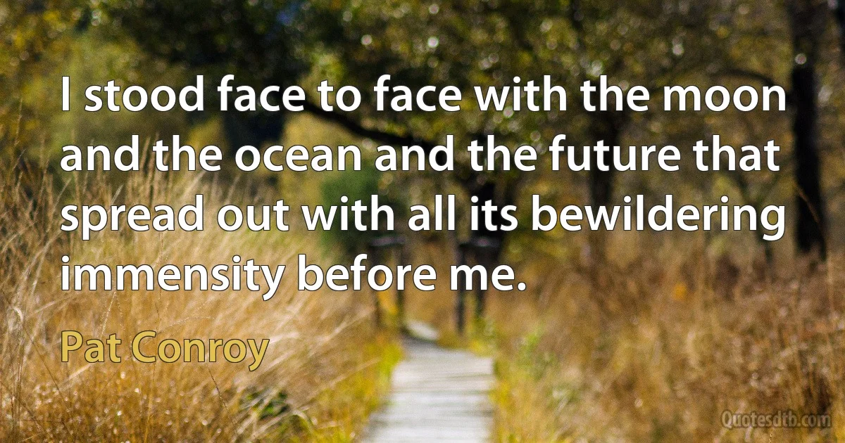 I stood face to face with the moon and the ocean and the future that spread out with all its bewildering immensity before me. (Pat Conroy)