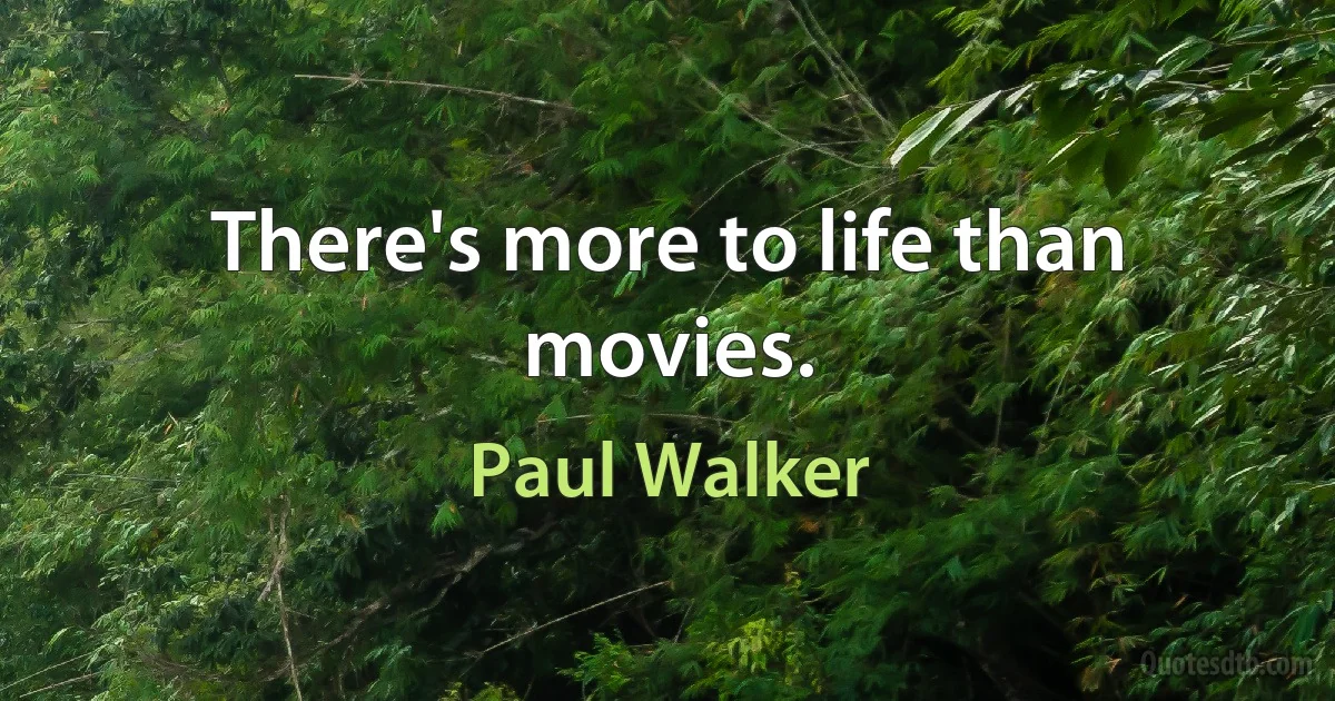 There's more to life than movies. (Paul Walker)