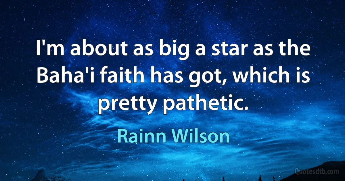 I'm about as big a star as the Baha'i faith has got, which is pretty pathetic. (Rainn Wilson)