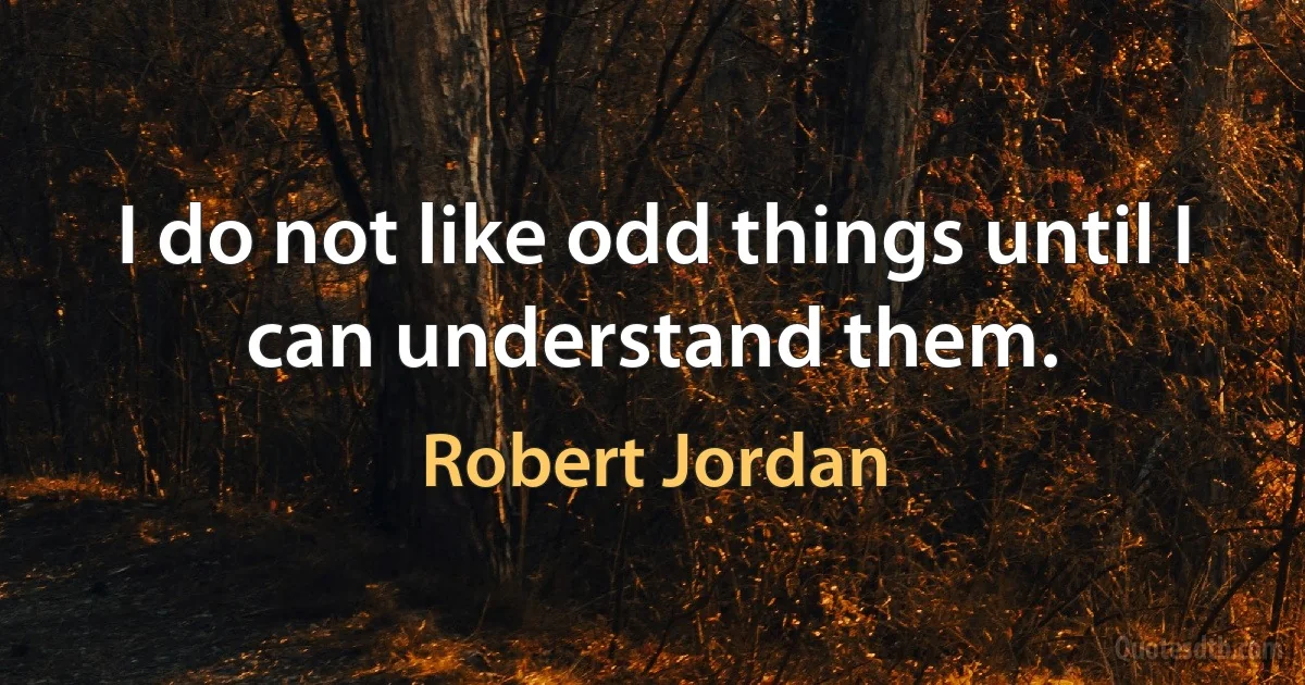 I do not like odd things until I can understand them. (Robert Jordan)