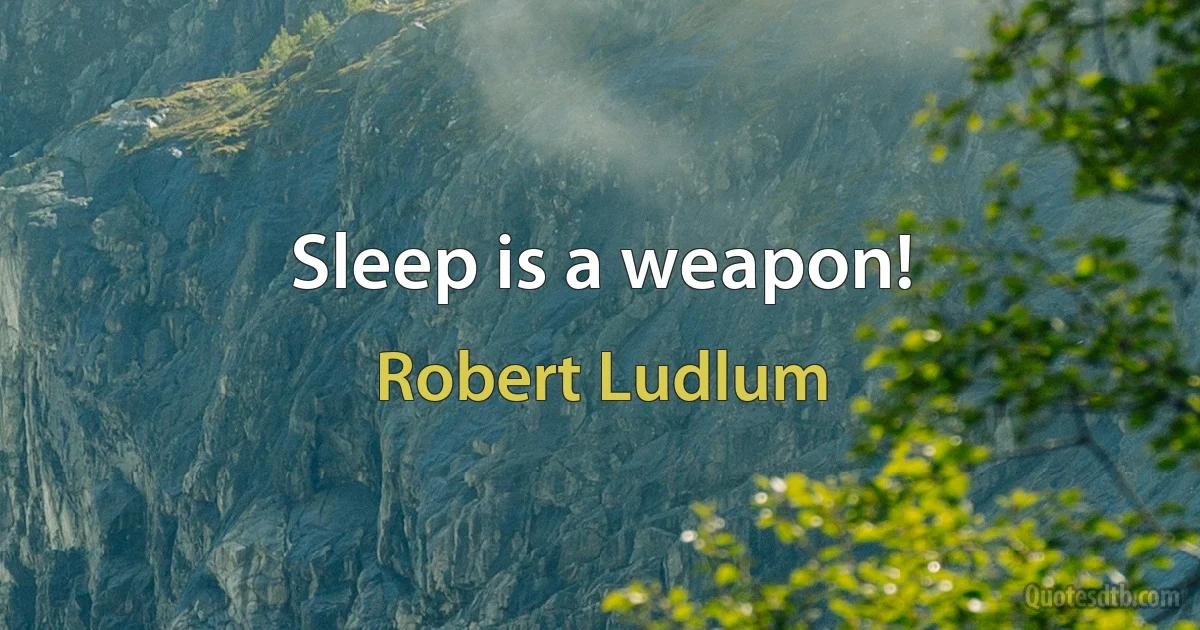 Sleep is a weapon! (Robert Ludlum)