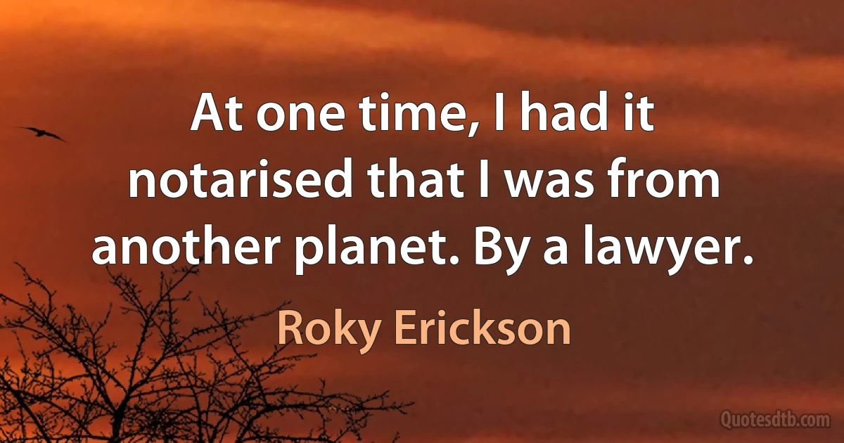 At one time, I had it notarised that I was from another planet. By a lawyer. (Roky Erickson)