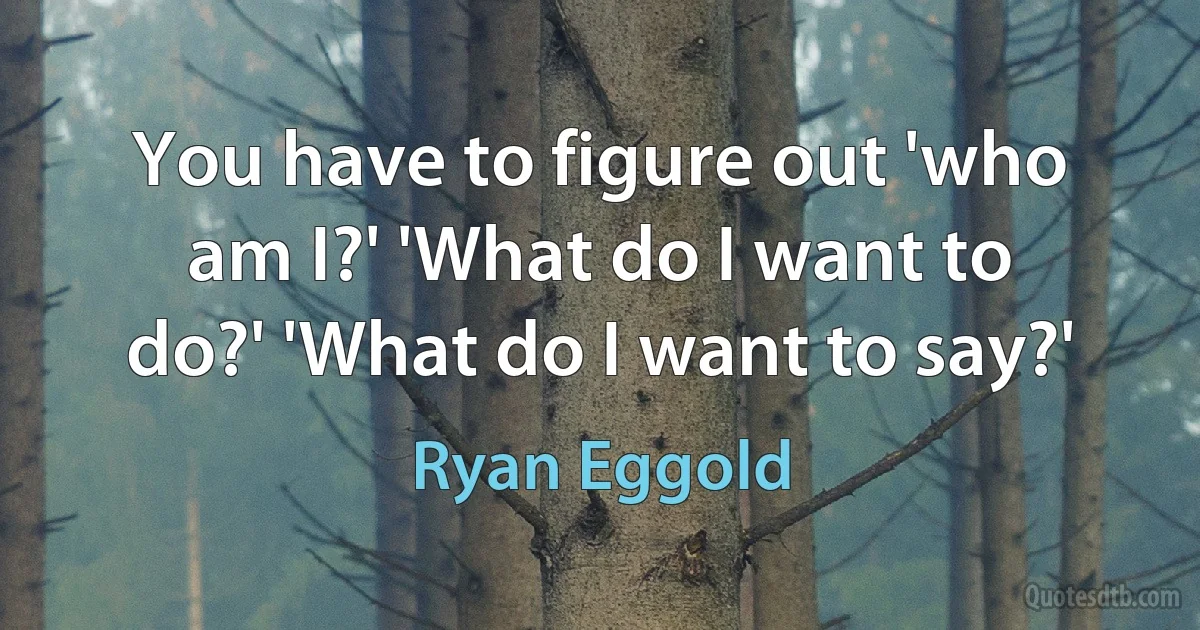 You have to figure out 'who am I?' 'What do I want to do?' 'What do I want to say?' (Ryan Eggold)