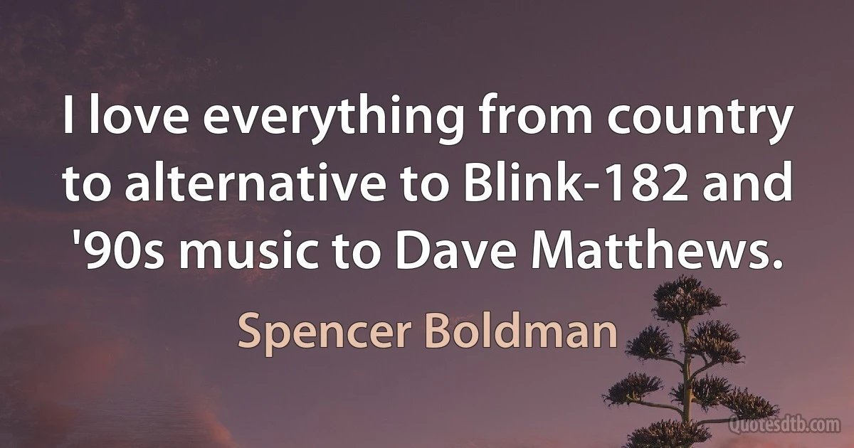 I love everything from country to alternative to Blink-182 and '90s music to Dave Matthews. (Spencer Boldman)