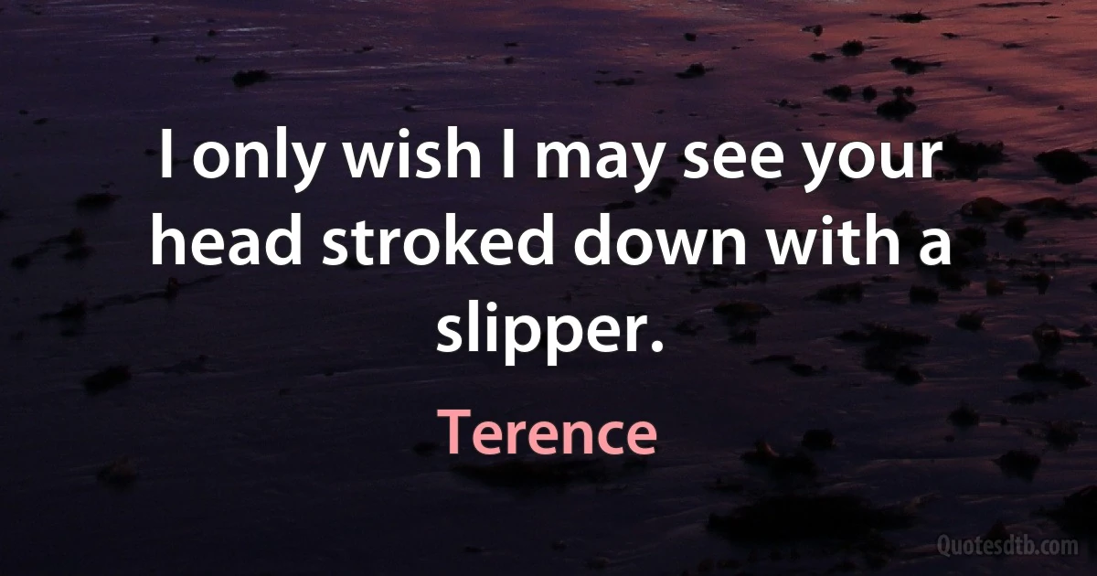 I only wish I may see your head stroked down with a slipper. (Terence)