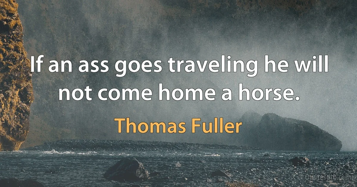 If an ass goes traveling he will not come home a horse. (Thomas Fuller)