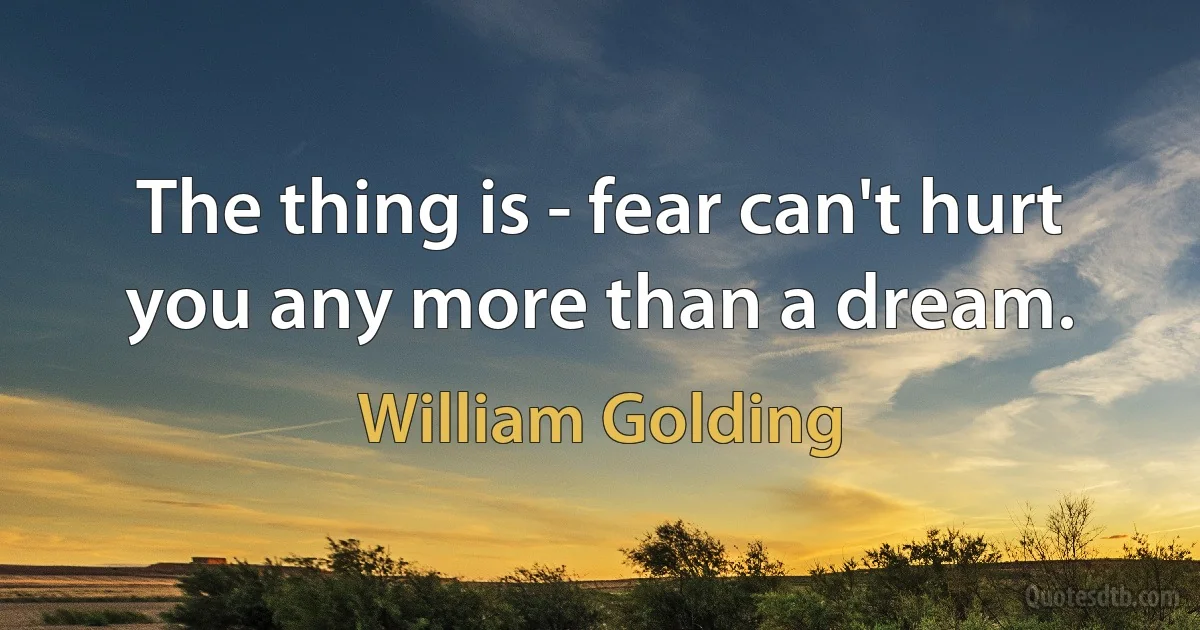 The thing is - fear can't hurt you any more than a dream. (William Golding)