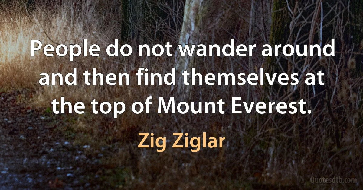 People do not wander around and then find themselves at the top of Mount Everest. (Zig Ziglar)