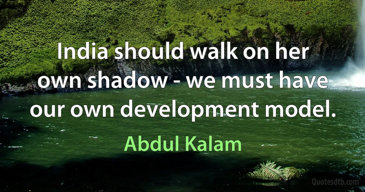 India should walk on her own shadow - we must have our own development model. (Abdul Kalam)