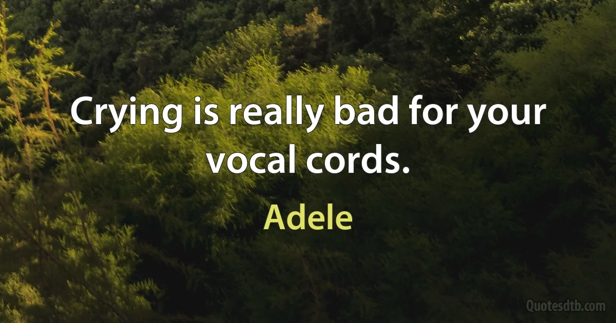 Crying is really bad for your vocal cords. (Adele)