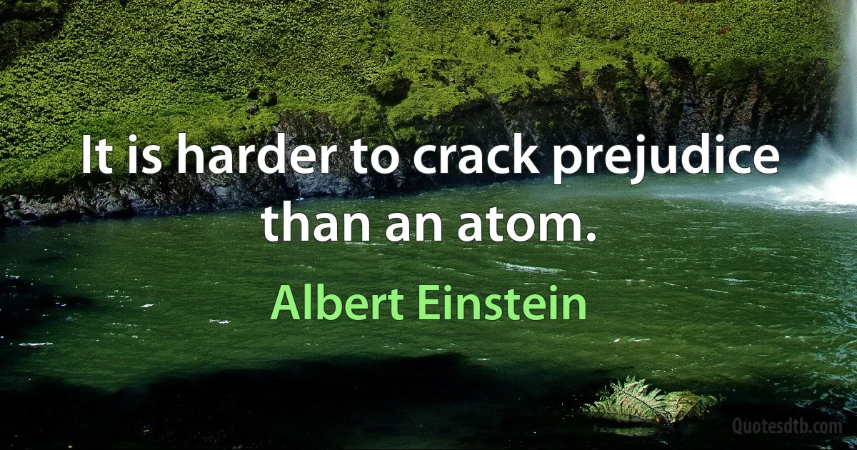 It is harder to crack prejudice than an atom. (Albert Einstein)