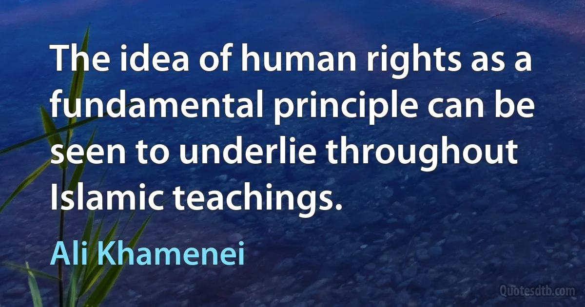 The idea of human rights as a fundamental principle can be seen to underlie throughout Islamic teachings. (Ali Khamenei)