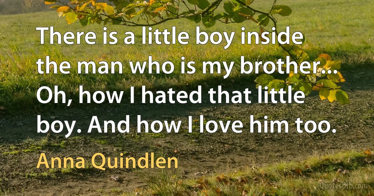 There is a little boy inside the man who is my brother... Oh, how I hated that little boy. And how I love him too. (Anna Quindlen)