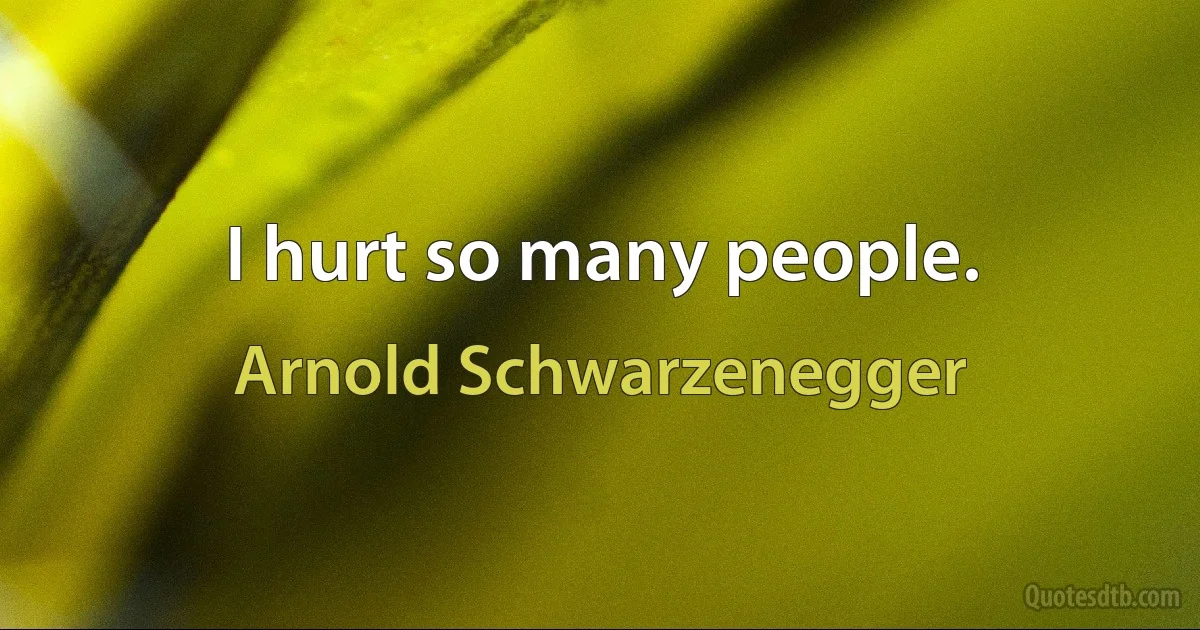 I hurt so many people. (Arnold Schwarzenegger)