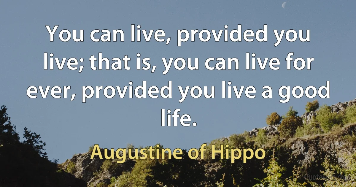 You can live, provided you live; that is, you can live for ever, provided you live a good life. (Augustine of Hippo)