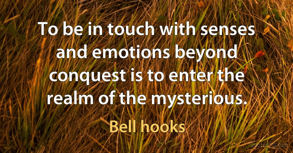 To be in touch with senses and emotions beyond conquest is to enter the realm of the mysterious. (Bell hooks)