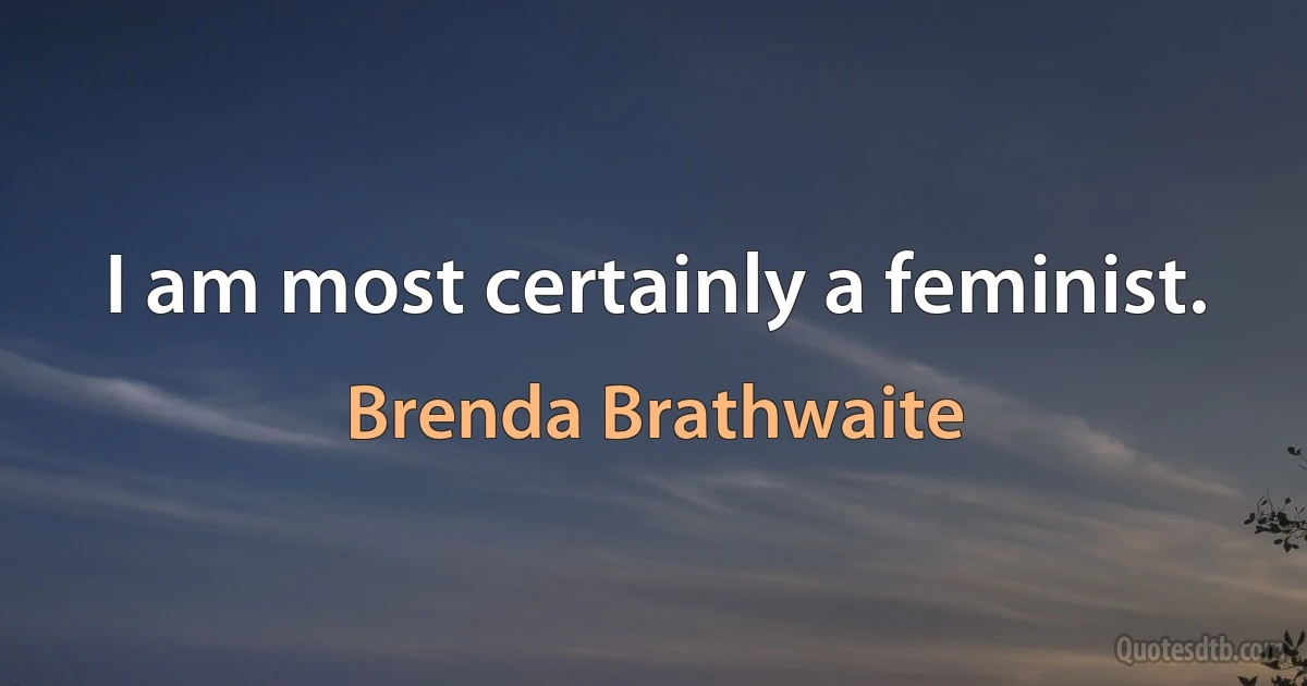 I am most certainly a feminist. (Brenda Brathwaite)