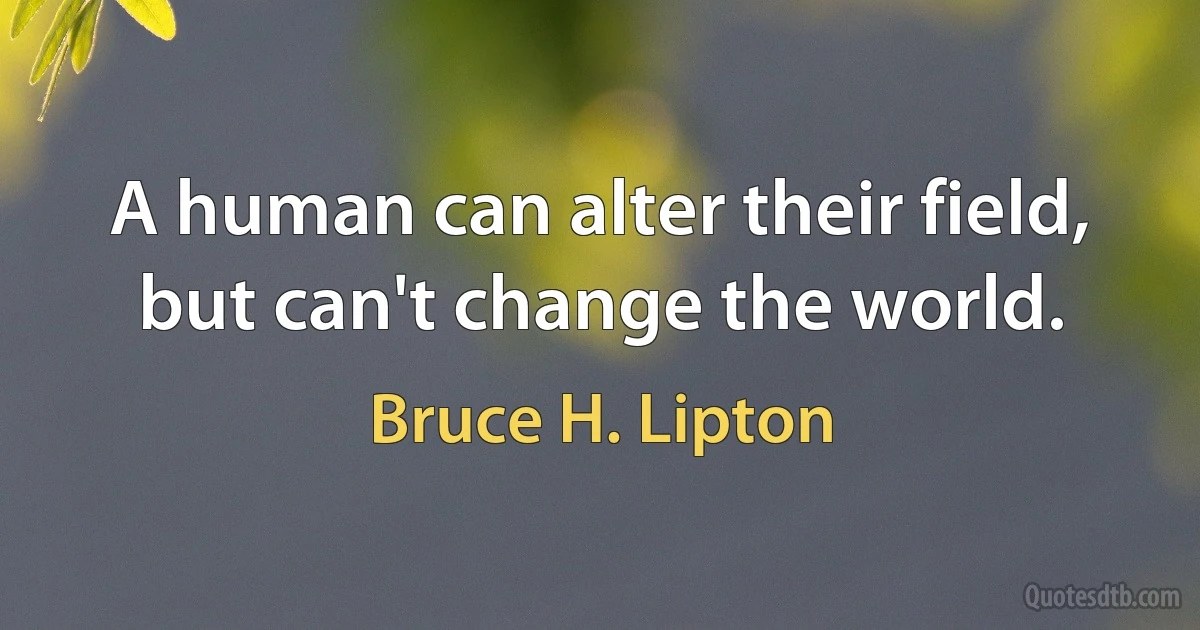 A human can alter their field, but can't change the world. (Bruce H. Lipton)