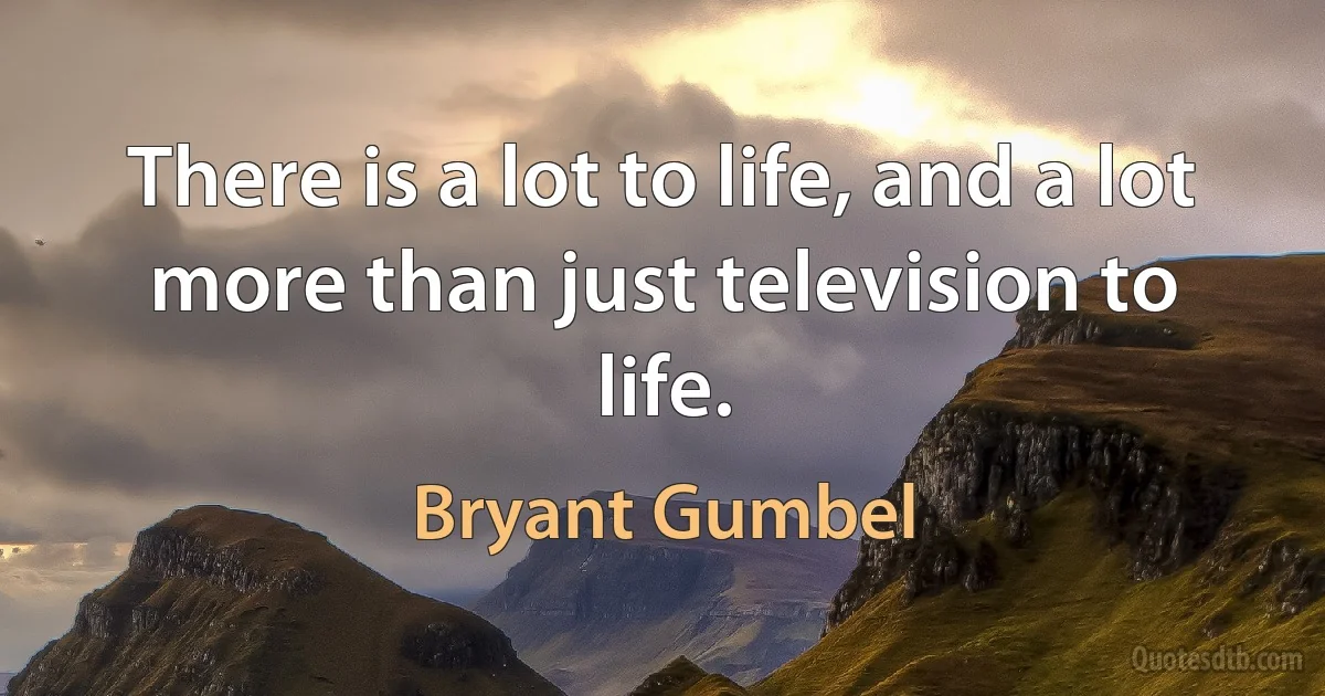 There is a lot to life, and a lot more than just television to life. (Bryant Gumbel)