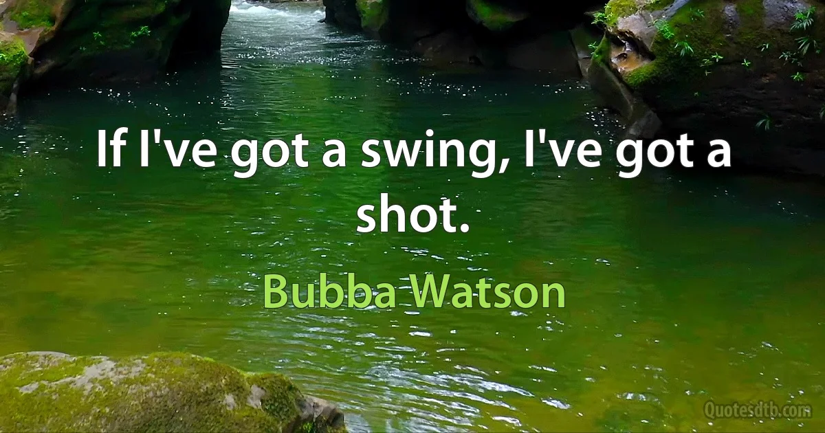 If I've got a swing, I've got a shot. (Bubba Watson)