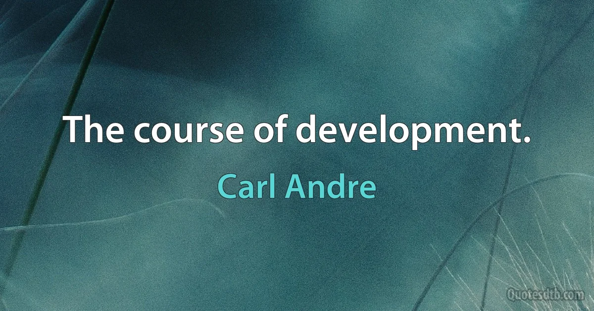 The course of development. (Carl Andre)