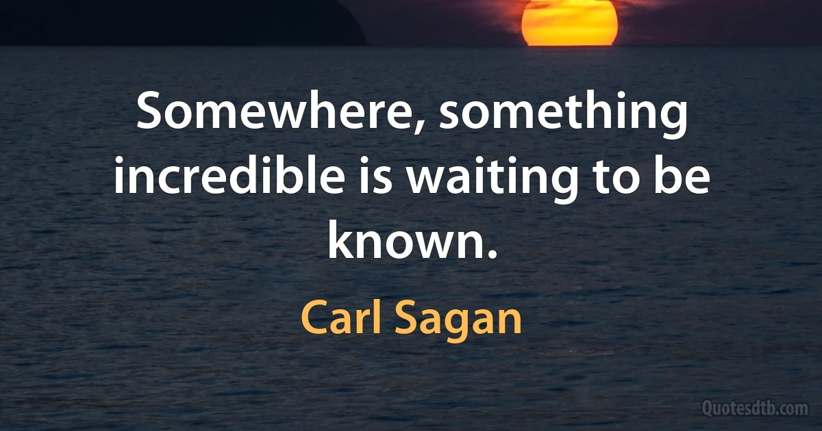 Somewhere, something incredible is waiting to be known. (Carl Sagan)