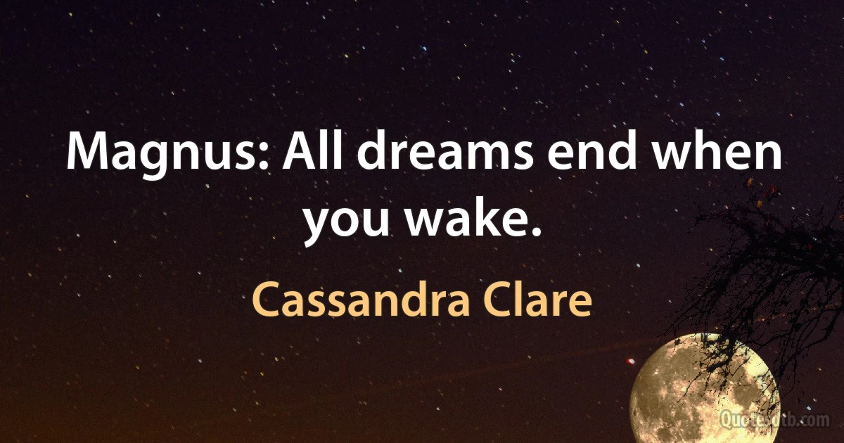 Magnus: All dreams end when you wake. (Cassandra Clare)