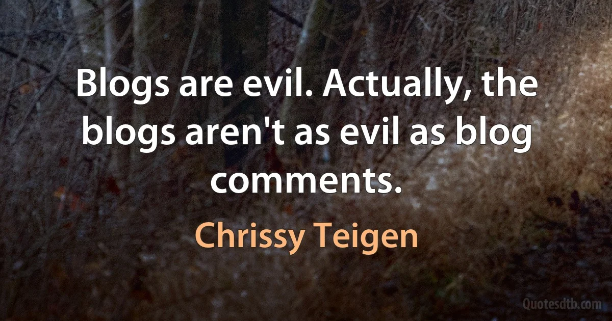 Blogs are evil. Actually, the blogs aren't as evil as blog comments. (Chrissy Teigen)