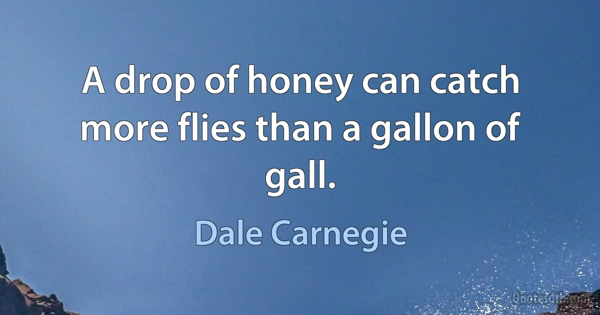 A drop of honey can catch more flies than a gallon of gall. (Dale Carnegie)