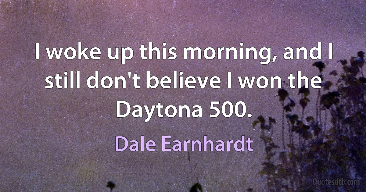 I woke up this morning, and I still don't believe I won the Daytona 500. (Dale Earnhardt)