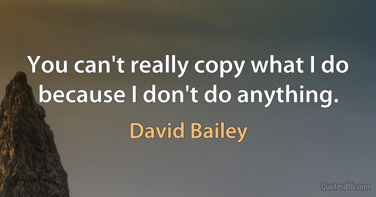 You can't really copy what I do because I don't do anything. (David Bailey)