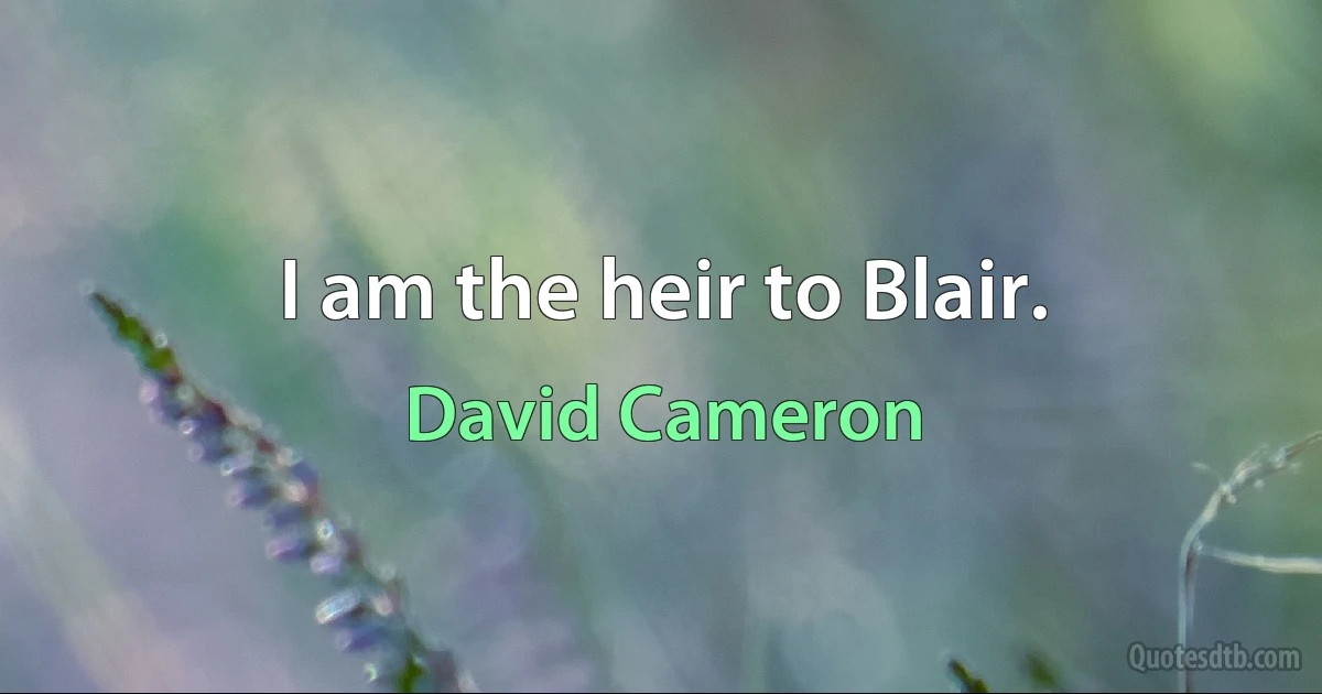 I am the heir to Blair. (David Cameron)