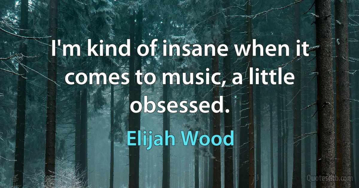 I'm kind of insane when it comes to music, a little obsessed. (Elijah Wood)