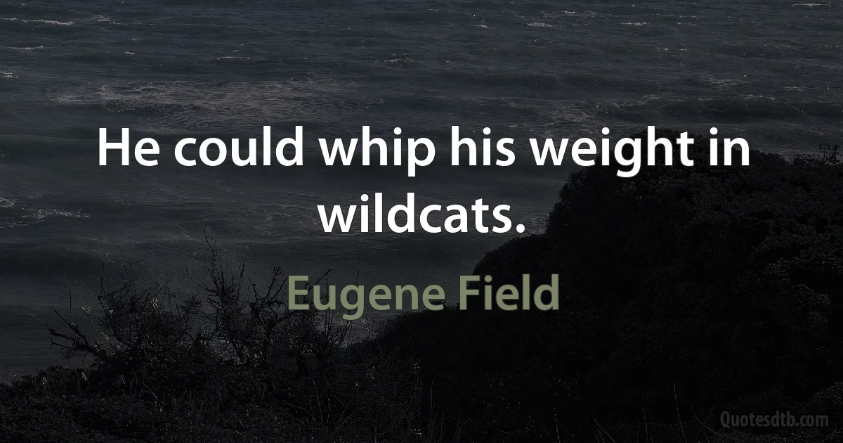 He could whip his weight in wildcats. (Eugene Field)