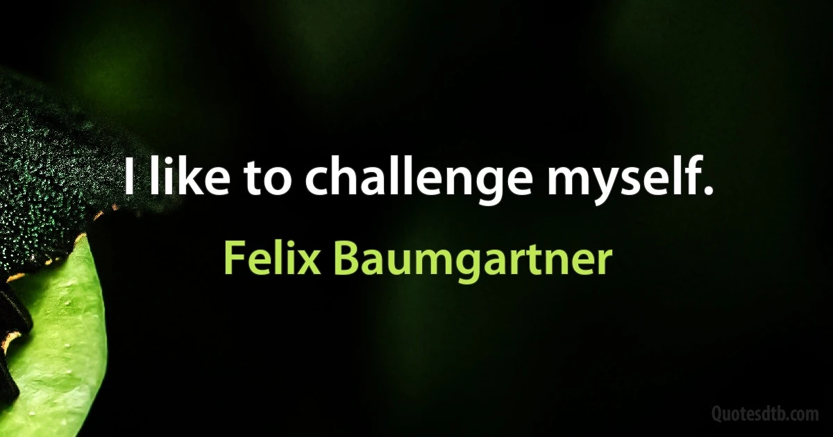 I like to challenge myself. (Felix Baumgartner)