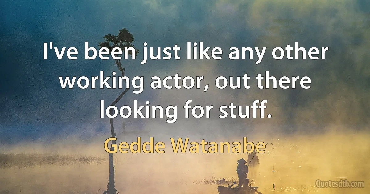 I've been just like any other working actor, out there looking for stuff. (Gedde Watanabe)