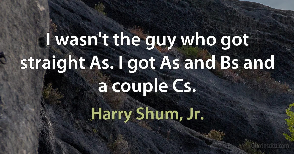 I wasn't the guy who got straight As. I got As and Bs and a couple Cs. (Harry Shum, Jr.)