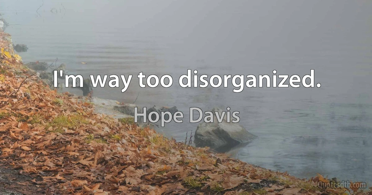 I'm way too disorganized. (Hope Davis)