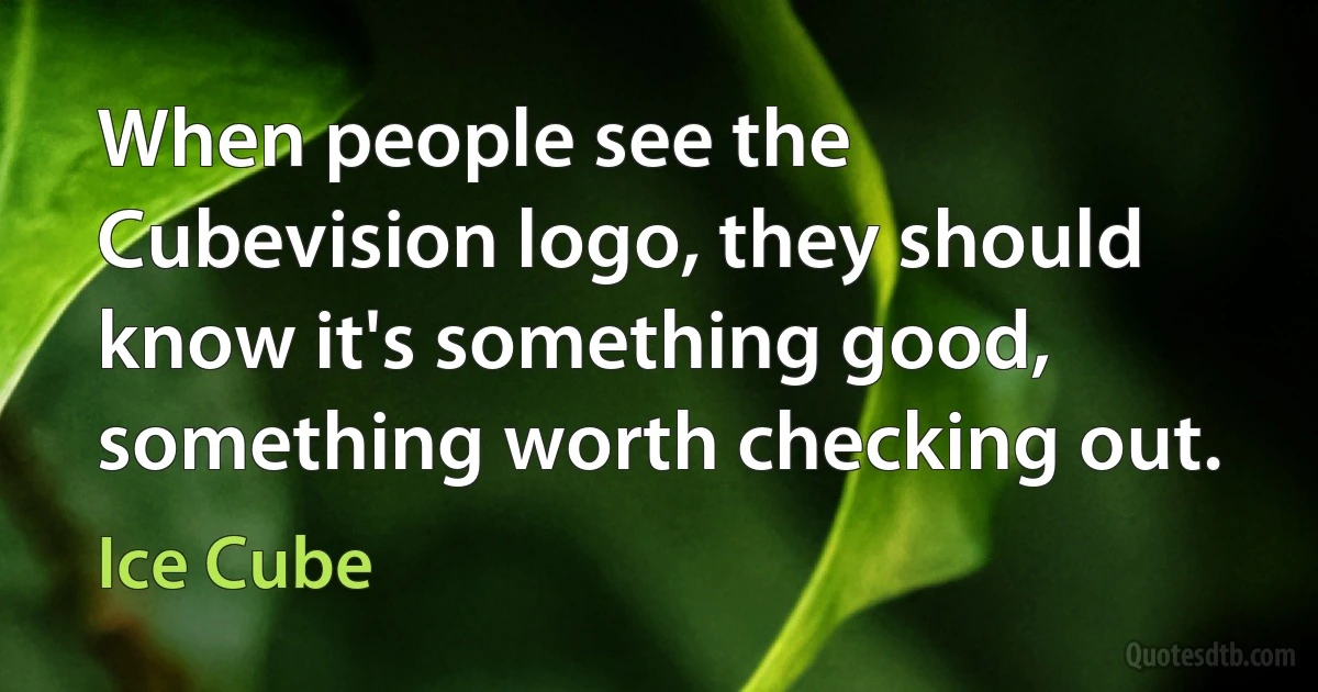 When people see the Cubevision logo, they should know it's something good, something worth checking out. (Ice Cube)