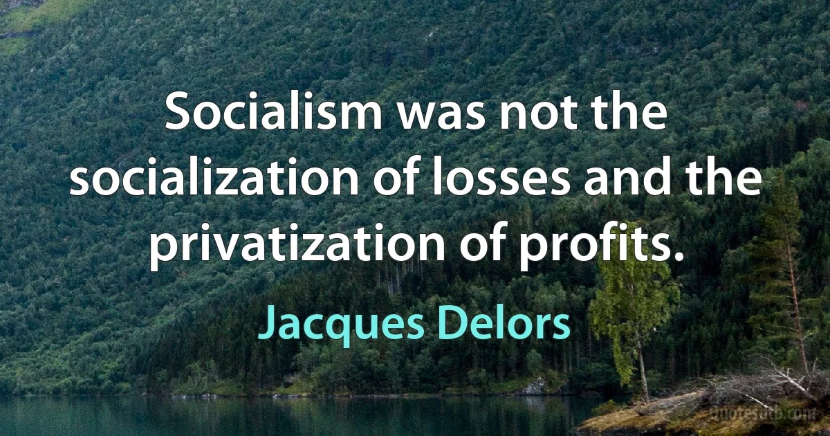 Socialism was not the socialization of losses and the privatization of profits. (Jacques Delors)