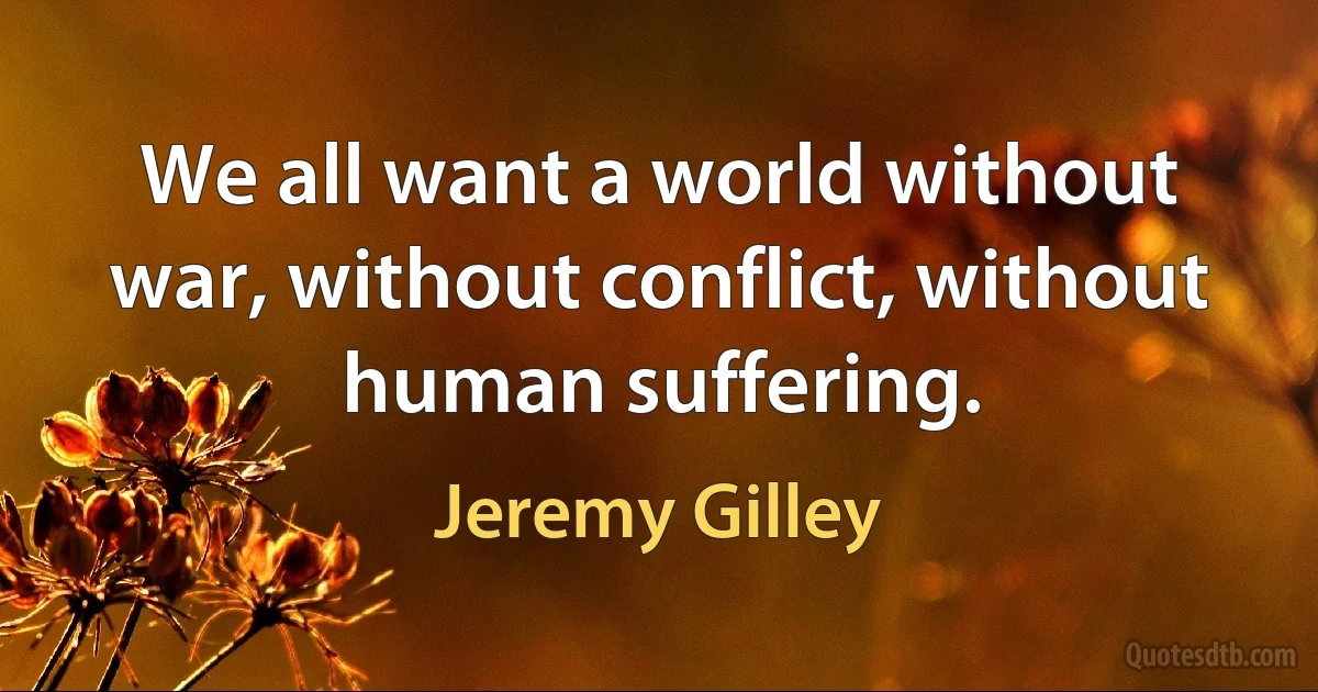 We all want a world without war, without conflict, without human suffering. (Jeremy Gilley)