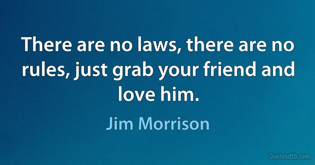 There are no laws, there are no rules, just grab your friend and love him. (Jim Morrison)