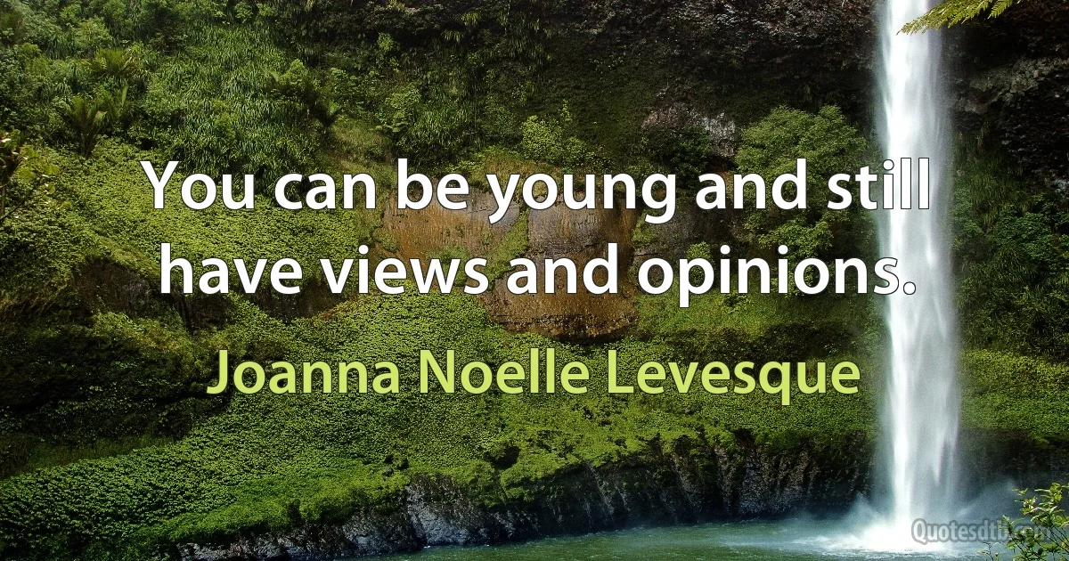 You can be young and still have views and opinions. (Joanna Noelle Levesque)