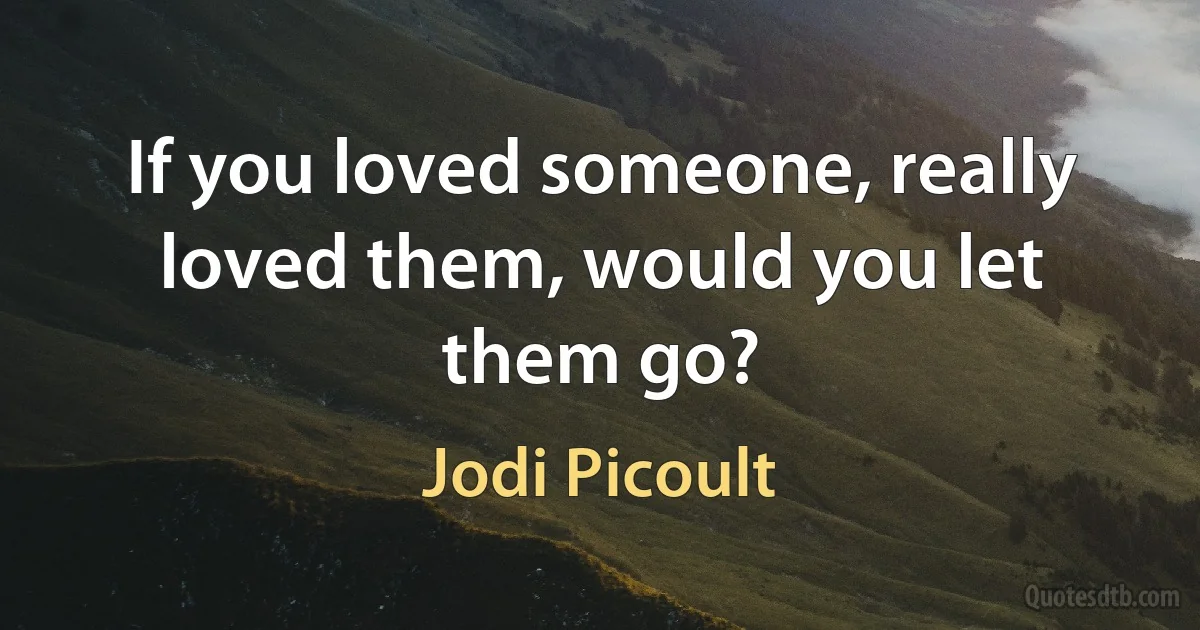 If you loved someone, really loved them, would you let them go? (Jodi Picoult)