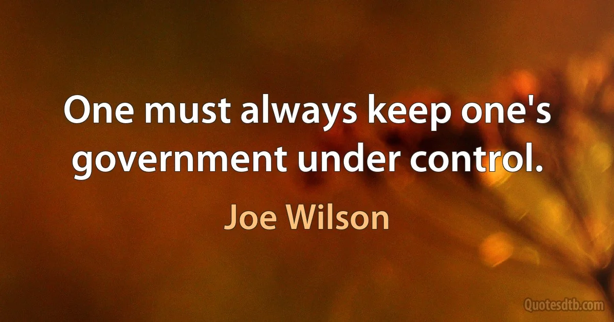 One must always keep one's government under control. (Joe Wilson)