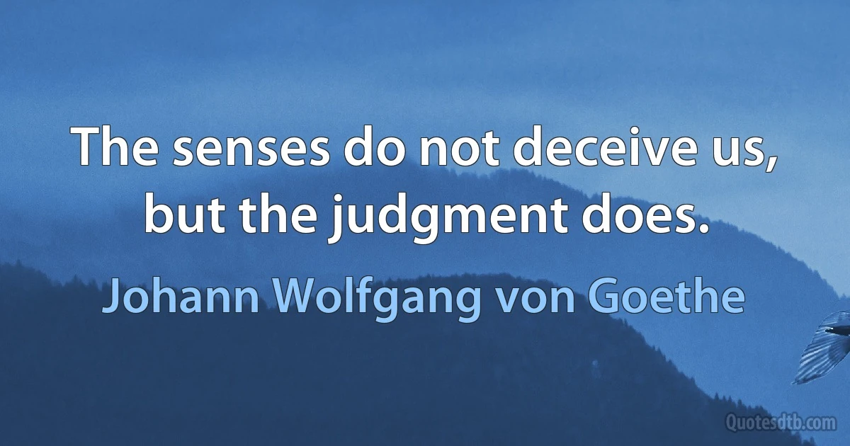 The senses do not deceive us, but the judgment does. (Johann Wolfgang von Goethe)