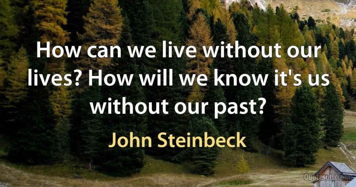 How can we live without our lives? How will we know it's us without our past? (John Steinbeck)