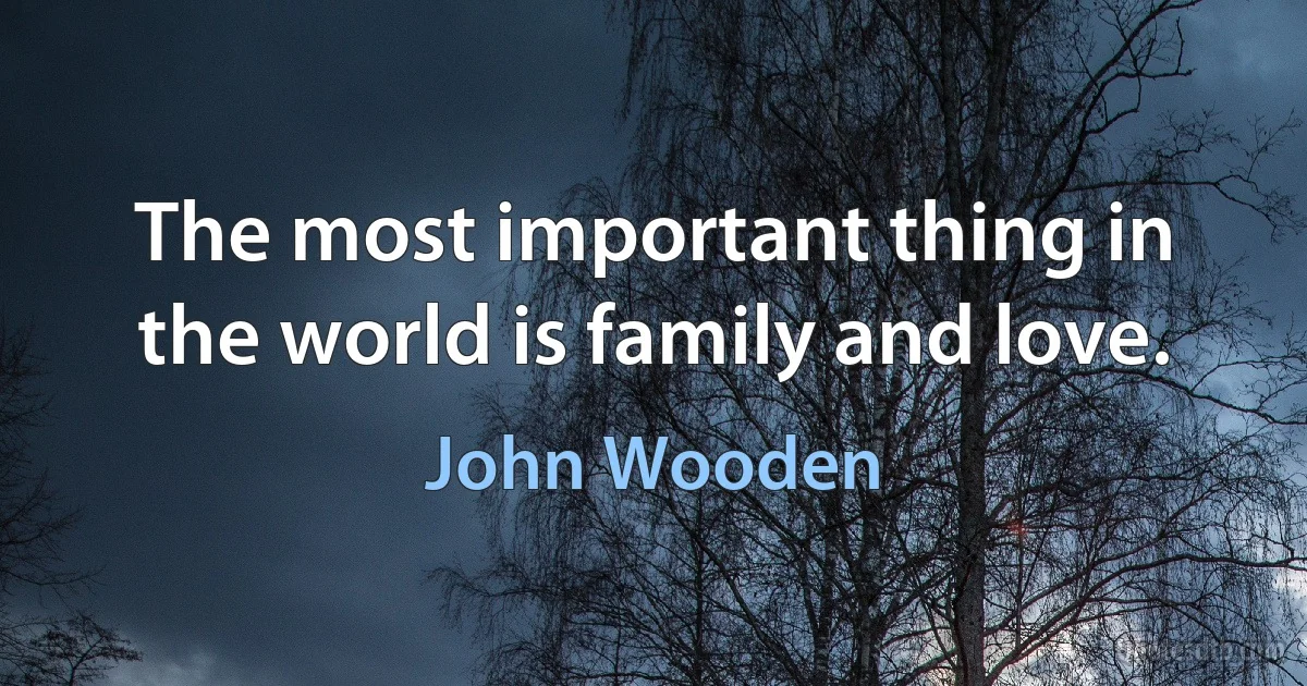 The most important thing in the world is family and love. (John Wooden)