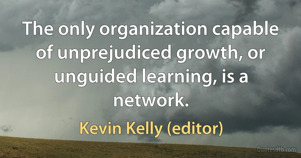 The only organization capable of unprejudiced growth, or unguided learning, is a network. (Kevin Kelly (editor))